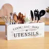 Caja de Almacenamiento de Cubiertos de Madera Maciza, Organizador de Cuchillos y Tenedores de Cocina, Estante de Almacenamiento para Tazones y Palillos, Caja de Almacenamiento Ajustable para Utensilios de Cocina