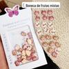 Coração partido resina bonito desenho animado menina urso cereja morango coelho abacaxi urso luminoso mini manicure decoração DIY
