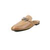 Salida de Fondo Suave ~ Pantuflas de Piel de Vaca Lavada para Mujer Verano Hebilla Metálica Mocasines Medios Zapatos Planos Mueller Sandalias