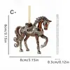 Pendente Decorativo de Árvore de Natal Cavalo Dourado Lindo Galopante Transfronteiriço Acrílico Presente de Feriado Chaveiro de Mochila