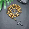 Amazonas Piedra Natural Colgante de Cruz Collar Piedra Ojo de Tigre Cruz Vesícula Biliar de Hierro Rosario para Hombres Collar Venta al por Mayor