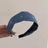 Diadema de Mezclilla Bordada con Lazo Moda Estilo Coreano Versión Ancha Pinza de Presión de Corona Alta de Gama Accesorio para el Cabello para Salir a Diario