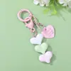 Llavero Colgante de Corazón Apilado de Resina Colorida DIY Cuentas Anilla de Resorte Lindo Decoración Unisex para Bolsa
