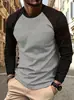 Camiseta de Bloques de Color para Hombre Transfronteriza Deportiva Manga Larga Hombres y Mujeres Tiras Reflectantes Transpirable Camiseta de Manga Larga