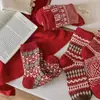 Calcetines Rojos de Año Nuevo para Mujer, Media Caña, Año del Caballo, Año del Zodíaco, Calcetines Holgados de Lana, Fair Isle, Calcetines de Mujer con Patrón de Diamantes Retro, Calcetines de Moda