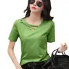 2026 Verano Manga Corta Mujer Nuevo Diseño Estilo Coreano Versátil Camiseta con Cuello en V para Estudiantes Mujer Holgada Talla Grande Top Moderno