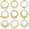 Anillo nasal cerrado sin costuras de aleación de titanio G23 con incrustaciones de circonita Zhenping, aro para tabique nasal y hueso de la oreja, joyería nasal finamente tallada F136