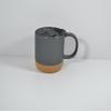 Taza de cerámica con fondo de corcho, taza mate con tapa de plástico, popular, simple, de color sólido, comercio exterior, estilo nórdico, taza de agua