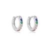 Comercio exterior popular 7 mm Europa y Estados Unidos transfronterizos 925 plata de ley redondo micro incrustación circón de color moda pendientes de botón para el día a día mujeres