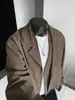 Blazer Design Único Falso Duas Peças para Homens, Estilo Coreano de Inverno, Jaqueta Curta Oversized Estilosa e de Alta Qualidade