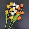 Ramo de simulación [terminado] al por mayor de orquídeas de lirio con gancho de lana, flores artificiales tejidas a mano, flores de campana, regalo navideño