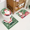 Juego de tres piezas de alfombrilla de baño navideña transfronteriza, alfombrilla de baño absorbente, alfombrilla antideslizante de franela para inodoro y lavabo