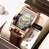 Reloj de Pulsera de Cuero con Forma de Barril de Moda para Hombre, Engranaje de Motocicleta Hueco, Tourbillon, Personalizable, Resistente al Agua, Luminoso, Transfronterizo