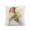 Funda de Almohada para Todas las Estaciones con Diseño de Colibrí, Hibisco, Lobo y Gato, Funda de Cojín para Sofá Decoración del Hogar Estilo Rústico