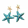Pendientes de gota de aceite de aguja de plata con forma de estrella de mar Estilo festivo Personalidad Retro Europea y Americana Temperamento Pendientes de botón Lujo ligero Sensación de alta gama Adornos para las orejas