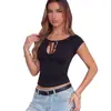 Camiseta sexy europeia e americana para garotas 2026 verão transfronteiriça Amazon comércio exterior justa de manga curta top de seda de leite vestuário feminino