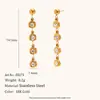 Joyería de Acero Inoxidable Popular Europeo Americano Nuevo Estilo Nicho Temperamento Aretes de Botón Chapados en Oro 18K Circonita Borla Aretes Largos Mujer