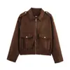 Para Exportación Transfronteriza Spot 2025 Otoño Nueva Chaqueta de Mujer Estilo Europeo y Americano Textura de Gamuza Chaqueta de Mujer