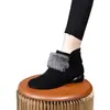 Botas de Algodón para Mujer Otoño e Invierno 2025 Nuevas Botas Cortas para Mujer Tacón Grueso Forro Polar Zapatos de Algodón Moda Puntera Redonda Tacón Bajo Botas de Mujer