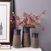 Nuevo Estilo Chino Simple Moderno Negro Cerámica en Relieve Jarrón Jarrón de Flores Hogar Decoraciones Suaves Juego de Tres Piezas Rododendro