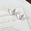 Brincos de Metal Borboleta Desenho Fio Tridimensional Textivo Femininos Simples Personalidade de Nicho Modernos Elegantes Brincos Versáteis Brincos da Moda