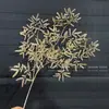 Flores de Nochevieja, Flores Artificiales Doradas, Eucalipto Dorado, Hortensia, Abanico Dorado, Hojas de Ginkgo, Cubo de la Fortuna, Arreglo Floral, Hojas, Flores de Plástico