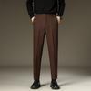Pantalones Vaqueros Pequeños para Hombre de Nueve Puntos Ajustados Rectos Casuales con Forro Polar para Hombre de Alta Calidad Negro Otoño e Invierno Pantalones de Traje