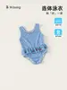 Traje de baño de una pieza para niños Youbao Kidsren, estilo chaleco con volantes, estampado de cuadros y cerezas, para verano