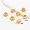 Cuentas Barril de Zirconia Microincrustada en Oro Real de 18K que Conserva el Color, Pulsera de Cristal de Cintura Pequeña con Agujero Pasante, Cuentas Espaciadoras DIY C45