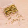 Conjunto de Caixa Metálica com Alfinetes Redondos para Quadro de Cortiça de Escritório, Tachinhas Douradas, Alfinetes Redondos, Alfinetes para Mapa, Alfinetes Globo