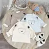 Camiseta Gruesa de Capa Base para Niños Otoño e Invierno Orejas de Oso 3D Moda Casual Estampado de Dibujos Animados Top para Bebé Venta al por Mayor
