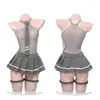Diyi Miao Si Lingerie Sexy, Tentação Sexy Sem Tirar Roupa Uniforme de Estudante Peça Única de Renda Saia Jk, Uniforme Apaixonado A783