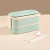 Caja de Almuerzo de Acero Inoxidable 304 Japonesa Doble Capa Alto Valor Trabajo Comida Separada Caja para Calentar en Microondas Bento Estudiante