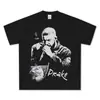 Camiseta Vintage Lavada Cross-Border Drake, Desgastada Solta High Street Manga Curta Hip-Hop Americano Algodão Pesado