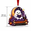 Colgante de acrílico para estantería de biblioteca de Halloween más vendido transfronterizo, decoración de fantasma leyendo, adorno de regalo navideño