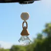 Ambientador de Coche Retráctil Botella Vacía Colgante de Perfume para Espejo Retrovisor Adorno Desodorante Colgante de Madera y Vidrio Creativo