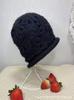 Chapéu de Crochê Feito à Mão Feminino Outono e Inverno Versátil Quente Macio Flor Chapéu Pulôver Chapéu de Lã Tricotado de Camada Dupla Gorro