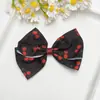 Tecido com Estampa de Cerejas Frescas Gravata Borboleta DIY Acessórios de Cabelo para Crianças Decoração de Boneca Adorno para Roupas Acessórios Decorativos