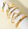 Moda Retro Transfronteriza Europea y Americana Pulseras en Capas Exageradas Geométricas Simples Patrón de Olas Flor Abierta Lisas