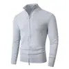 Cárdigan de punto para hombre para otoño e invierno con cremallera, moda europea y americana, ropa para hombre de talla grande, cuello alto, suéter de punto liso, prenda de abrigo