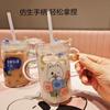 Taza de Leche para Niños Engrosada de Alto Borosilicato con Escala Anticaída Vaso para Bebé con Pajita para Beber Vaso Especial para Preparar Leche en Polvo