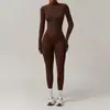 Macacão de Yoga com Zíper Transfronteiriço para Uso Externo, Forrado com Fleece, para Esportes de Alta Intensidade, Ajustado ao Corpo, Quente