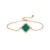 Pulsera de Plata Esterlina S925 Trébol de Cuatro Hojas Esmeralda Retro Europea y Americana para Novia Pulsera de Lujo Pulsera de Oro de 18K