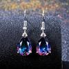 Pendientes de gota de agua con forma de pera y piedras de colores de AliExpress para mujer, joyería de arcoíris europea y americana.