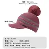 Nova Touca de Baseball Tricotada Estilo Coreano de Inverno para Mulheres com Patchwork Listrado, Fio Brilhante, Pom-Pom, Touca Quente com Abas para Orelhas