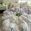 Juego de ropa de cama de cuatro piezas de algodón puro Clase A, grado madre e hijo, sábana para dormir sin ropa y funda de edredón, juego de tres piezas con faldón de cama de estilo ins para dormitorio