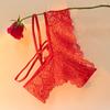 Año Nuevo Buena Suerte Año del Caballo Estilo Nuevo Rojo Sexy Encaje Jacquard Calzones Mujeres Cintura Baja Semitransparente Hueco Calzones Triángulo Festivos Mujeres