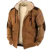 Chaqueta de Algodón Retro Europea y Americana para Hombre con Forro de Polar Engrosada Chaqueta de Algodón de Invierno con Cremallera y Capucha Chaqueta de Algodón Invierno