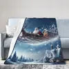 Manta Estampada Patrón de Oficina Cuatro Estaciones Papá Noel Multifuncional Casual Manta de Franela Manta para Siesta