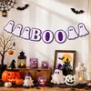 Banderín de Letras BOO de Halloween Decoración de Fiesta Temática de Fantasmas Bandera Colgante Decoración de Pared de Fondo para Festival de Calabazas de Casa Embrujada